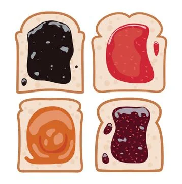 Vector set of white toast bread Stock Illustration