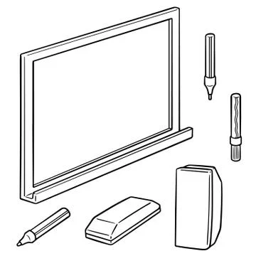 Vector set of whiteboard and writing equipment Stock Illustration
