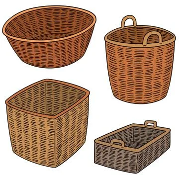Vector set of wicker basket Stock Illustration