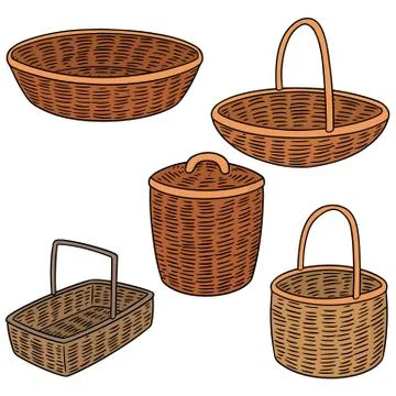 Vector set of wicker basket Stock Illustration
