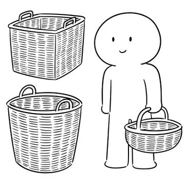 Vector set of wicker basket Stock Illustration