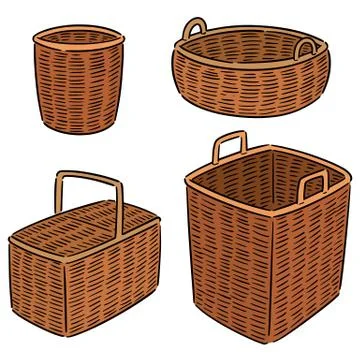 Vector set of wicker basket Stock Illustration