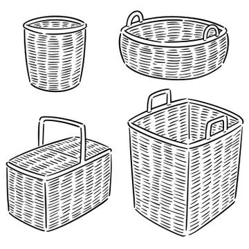 Vector set of wicker basket Stock Illustration