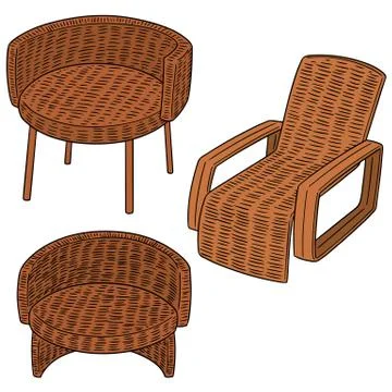 Vector set of wicker chair Stock Illustration