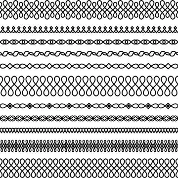 Vector set of wide and narrow brushes in a linear style to create frames Illustrazione stock