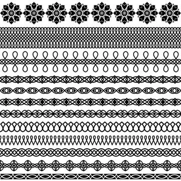 Vector set wide narrow thick and thin brushes in a traditional Oriental style Stockillustratie