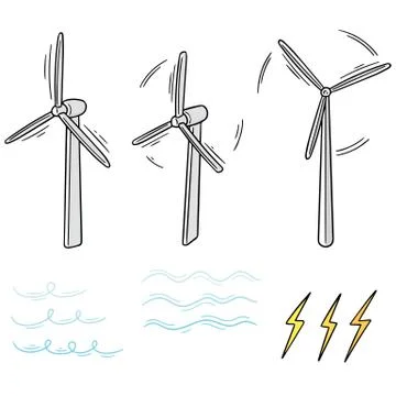Vector set of wind turbine Stock Illustration