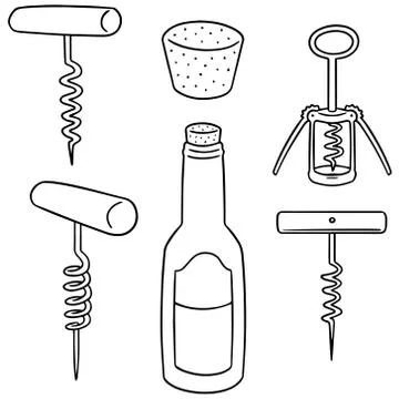 Vector set of wine opener Stock Illustration