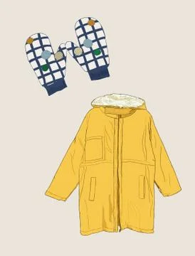 Vector set winter clothing , sketch vector. Stock Illustration