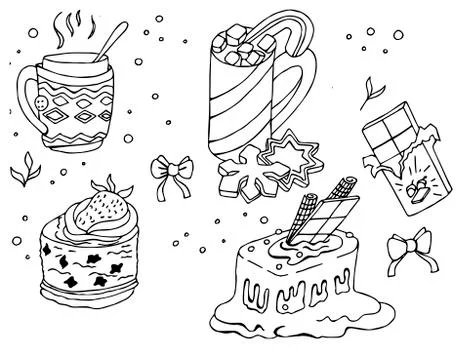 Vector set of winter elements. Hand drawn cute symbols Stock Illustration