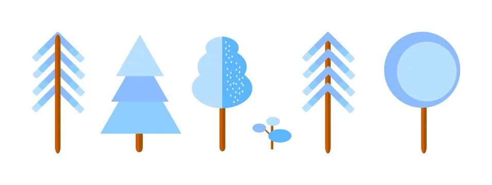 Vector set of winter trees Stock Illustration