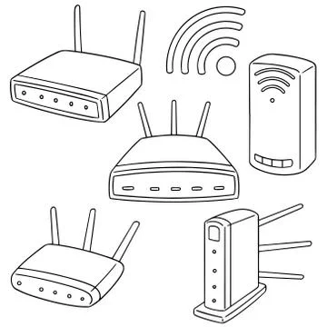 Vector set of wireless router Illustrazione stock