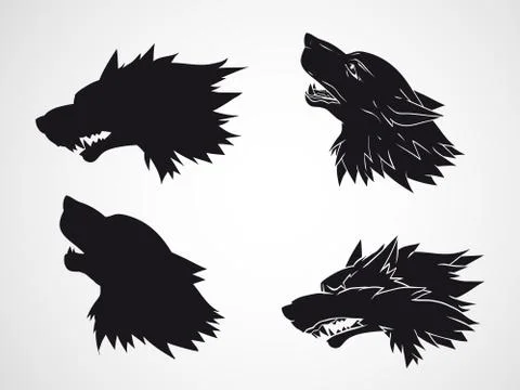 Vector set of wolf heads. Stock Illustration