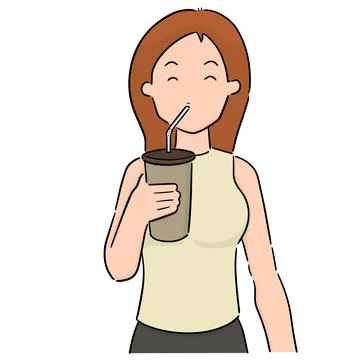 Vector set of woman drinking Stock Illustration