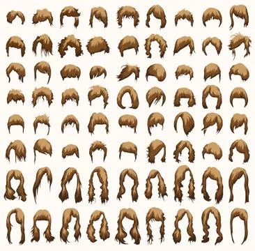 Vector set of women's hairstyles Stock Illustration