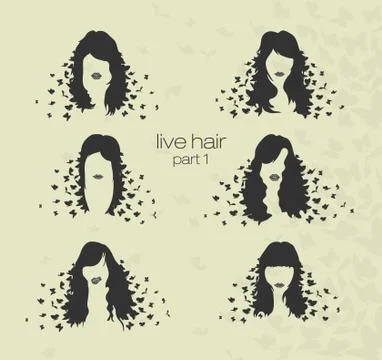 Vector set of women's hairstyles Stock Illustration