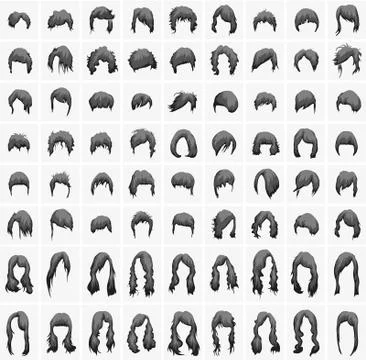 Vector set of women's hairstyles Stock Illustration