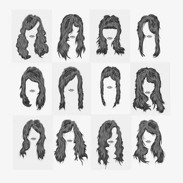 Vector set of women's hairstyles Stock Illustration