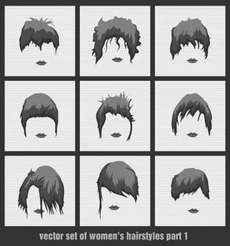 Vector set of women's hairstyles Stock Illustration