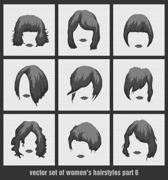 Vector set of women's hairstyles Stock Illustration