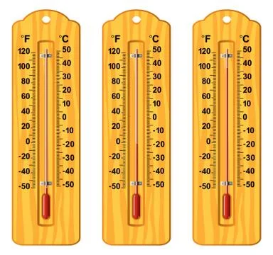 Vector set of wooden thermometers at different levels Stock Illustration