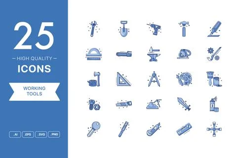 Vector set of Working Tools icons Stock Illustration