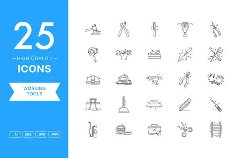 Vector set of Working Tools icons Stock Illustration