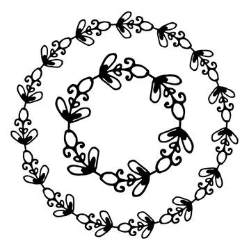 Vector set of a wreath of sprouts with round leaves and a small oval berry of Stock Illustration