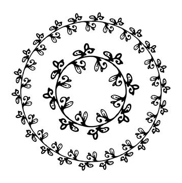 Vector set of a wreath of sprouts with round leaves and a small oval berry of Stock Illustration