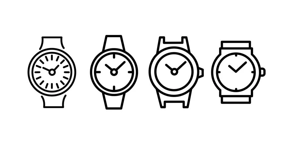 Vector Set of Wrist Watches. Using for website or mobile app Stock Illustration