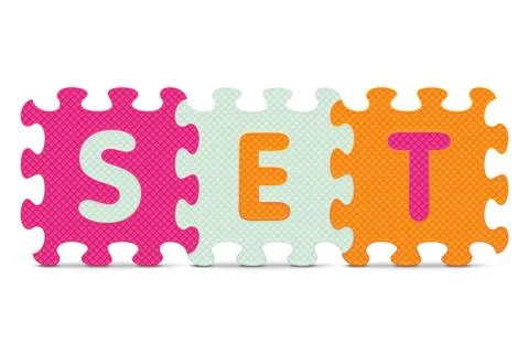 Vector "set" written with alphabet puzzle Stock Illustration