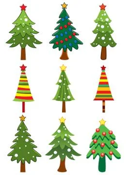 Vector set of xmas holiday trees Stock Illustration