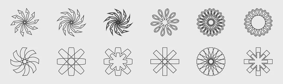 Vector set of Y2K. Big collection of abstract graphic geometric objects Illustrazione stock