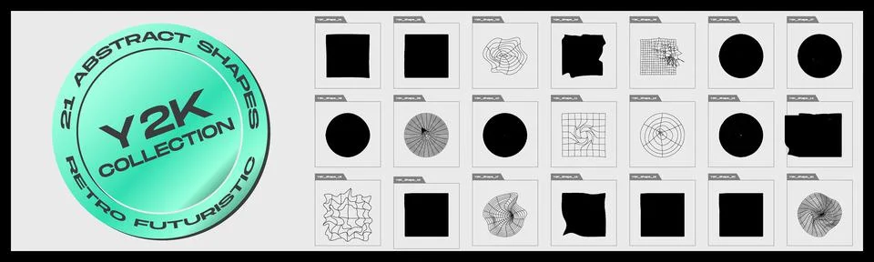 Vector set of Y2K. Big collection of abstract graphic geometric objects. Objects イラスト素材