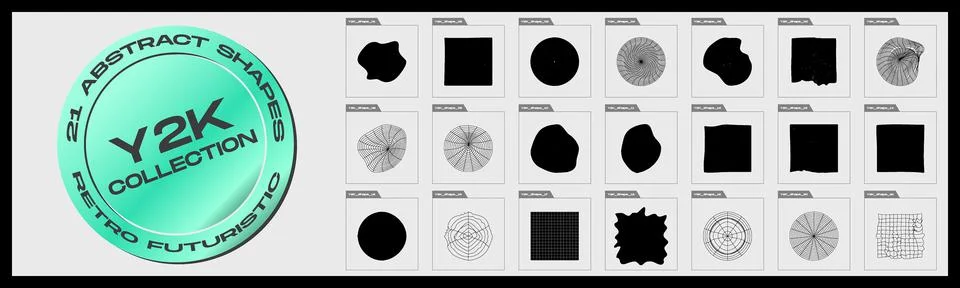 Vector set of Y2K. Big collection of abstract graphic geometric objects イラスト素材