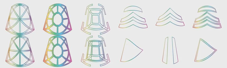 Vector set of Y2K. Big collection of abstract graphic geometric objects 스톡 일러스트