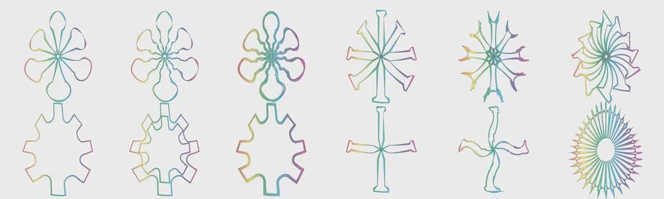 Vector set of Y2K. Big collection of abstract graphic geometric objects Stock Illustration