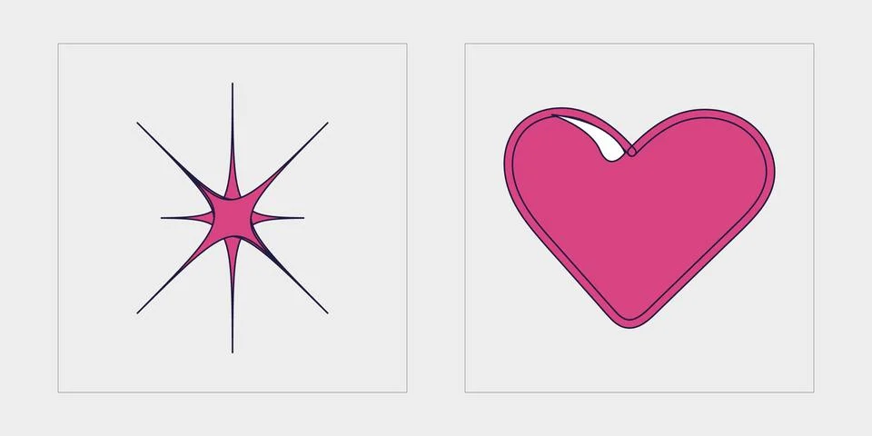 Vector set of Y2K. Big collection of abstract graphic geometric symbols. Modern 스톡 일러스트