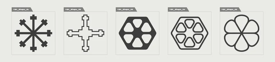 Vector set of Y2K. Big collection of abstract graphic geometric symbols. For Stock Illustration