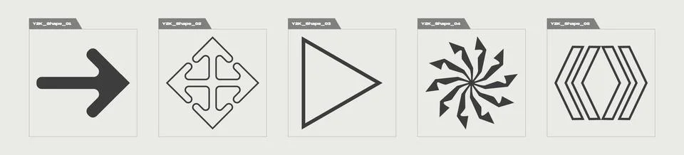 Vector set of Y2K. Big collection of abstract graphic geometric symbols 스톡 일러스트
