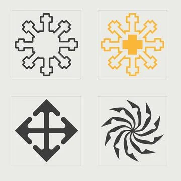 Vector set of Y2K. Big collection of abstract graphic geometric symbols. Objects Stock Illustration