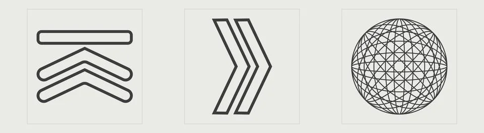 Vector set of Y2K. Big collection of abstract graphic geometric symbols. Flat Stock Illustration