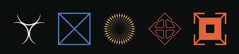 Vector set of Y2K. Big collection of abstract graphic geometric symbols. For Stock Illustration