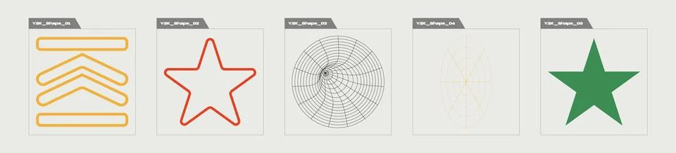 Vector set of Y2K. Big collection of abstract graphic geometric symbols Illustrazione stock