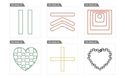 Vector set of Y2K. Big collection of abstract graphic geometric symbols Stock Illustration