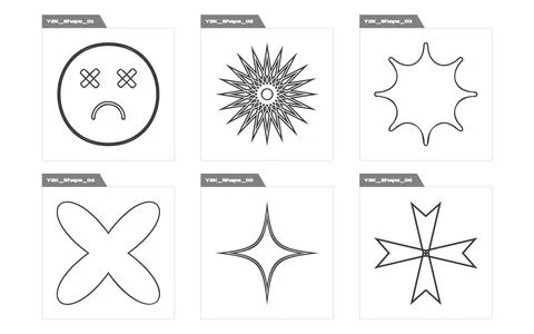 Vector set of Y2K. Big collection of abstract graphic geometric symbols Stockillustratie