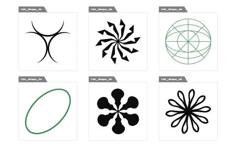 Vector set of Y2K. Big collection of abstract graphic geometric symbols Stockillustratie