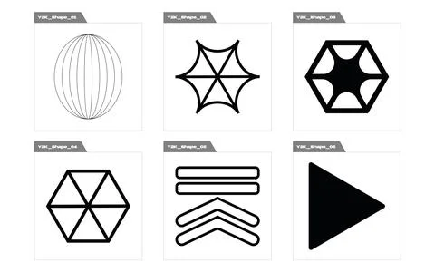 Vector set of Y2K. Big collection of abstract graphic geometric symbols. Modern イラスト素材