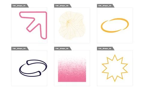 Vector set of Y2K. Big collection of abstract graphic geometric symbols. Objects 스톡 일러스트