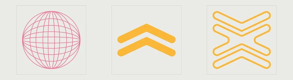 Vector set of Y2K. Big collection of abstract graphic geometric symbols. For Stock Illustration